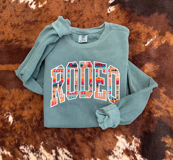 Rodeo southwest sweatshirt (blue spruce)