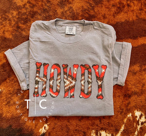 Howdy red aztec tee