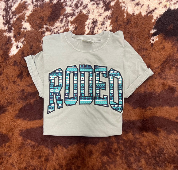 Rodeo tee (teal aztec)