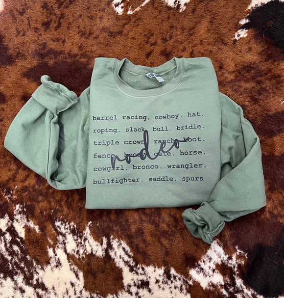 Rodeo sweatshirt (rodeo words)