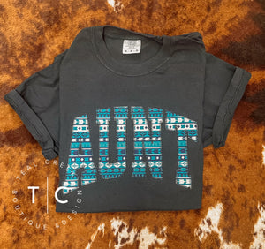 Aunt tee (teal aztec)