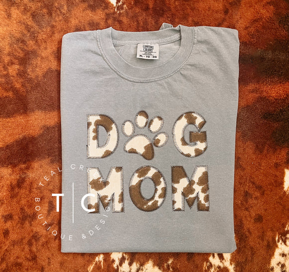 Dog mom (cow print) tee