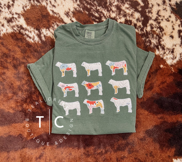Stacked cow tee